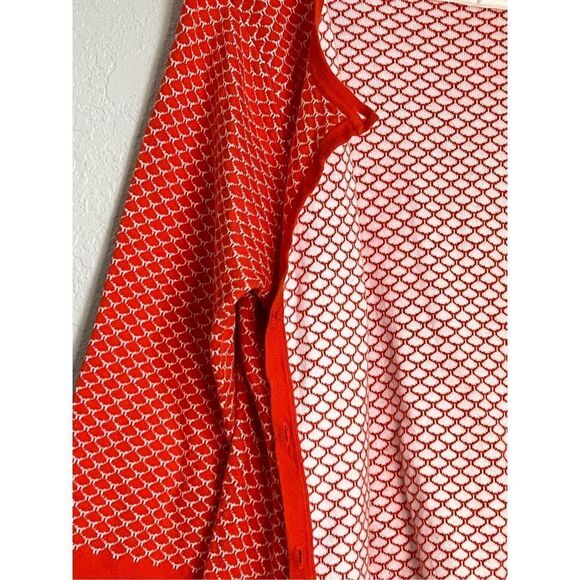 C wonder  Cardigan Sweater XL Tangerine Sleeve Scallop Print Button Up - Picture 2 of 3